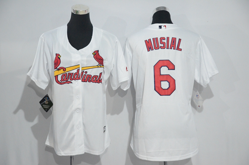 Womens 2017 MLB St. Louis Cardinals #6 Musial White Jerseys